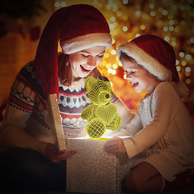 Zeaky 3D LED Éjszakai Lámpa Lányoknak - Unikornis, Pillangó, Maci Mintákkal, 16 Színváltási Lehetőséggel és Távirányítóval - Születésnapi Aj