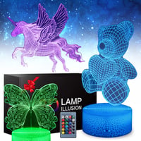 Zeaky 3D LED Nočná lampa pre dievčatá - s motívmi Jednorožca, Motýľa, Macka, so 16 možnosťami zmeny farieb a diaľkovým ovládaním - Narodeninový Darček 2