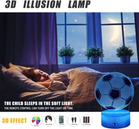 Zeaky Focilabda 3D LED Éjjeli Lámpa - 16 Színű Világítás, 2 Mintával, Távirányítóval - Dekoratív Hangulatfény Gyerekszobába, Ajándék Fiúknak 6