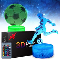 Zeaky Nogometna Lopta 3D LED Noćna Svjetiljka - 16 Boja, 2 Uzorka, S Daljinskim Upravljačem - Dekorativna Ambijentalna Rasvjeta za Dječju Sobu, Poklon za Dječake 2