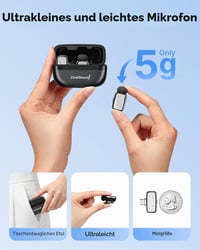 zealsound M6 Mini vezeték nélküli lavalier mikrofon iPhone és Android készülékekhez, 100 m hatótáv 7