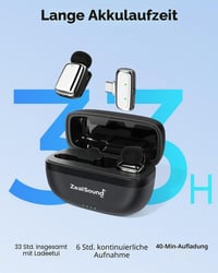 zealsound M6 Mini vezeték nélküli lavalier mikrofon iPhone és Android készülékekhez, 100 m hatótáv 6