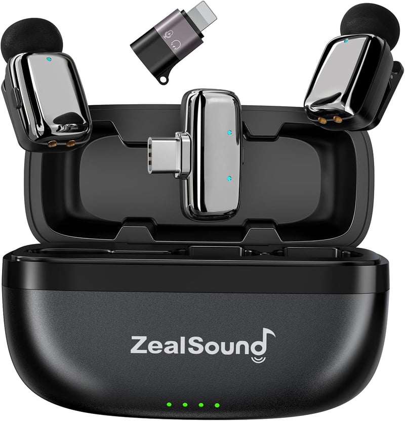 zealsound M6 Mini vezeték nélküli lavalier mikrofon iPhone és Android készülékekhez, 100 m hatótáv