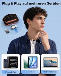zealsound M6 Mini vezeték nélküli lavalier mikrofon iPhone és Android készülékekhez, 100 m hatótáv 4