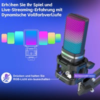 zealsound USB Gaming Mikrofon PC Mac iPhone RGB LED Némító Funkcióval 2 Adapter Állvánnyal 4