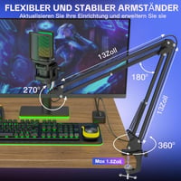 zealsound USB Gaming Mikrofon PC Mac iPhone RGB LED Némító Funkcióval 2 Adapter Állvánnyal 6