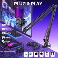 zealsound USB Gaming Mikrofon PC Mac iPhone RGB LED Némító Funkcióval 2 Adapter Állvánnyal 2