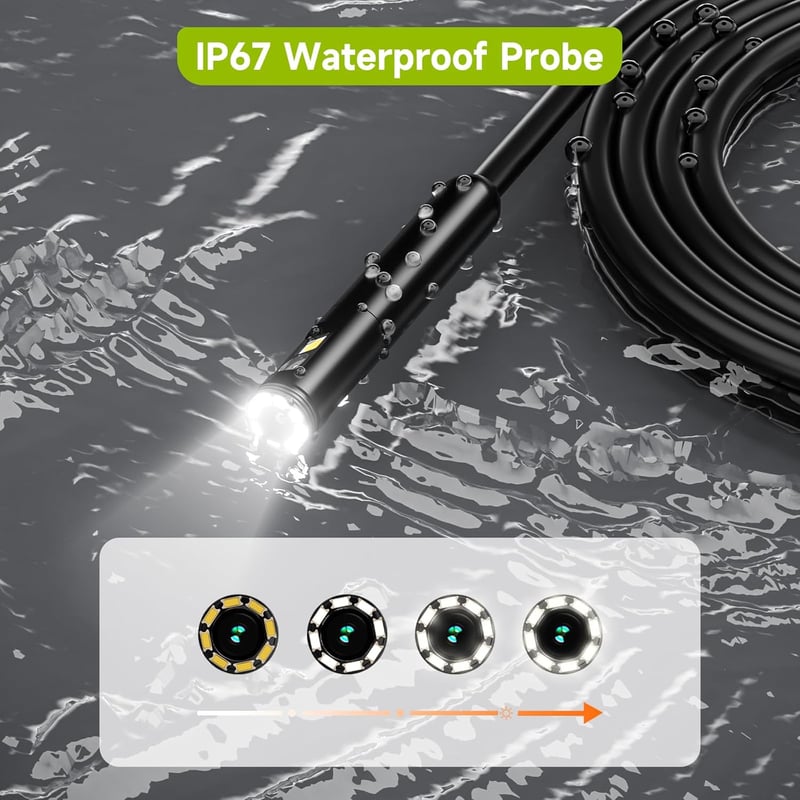 Zealtron Z34 Endoszkóp Kamera 4,3" IPS Kijelzővel, 10m Kábel, Tripla Lencse, 1080P HD Felbontás, IP68 Vízálló, Csőkamera Autófókusszal