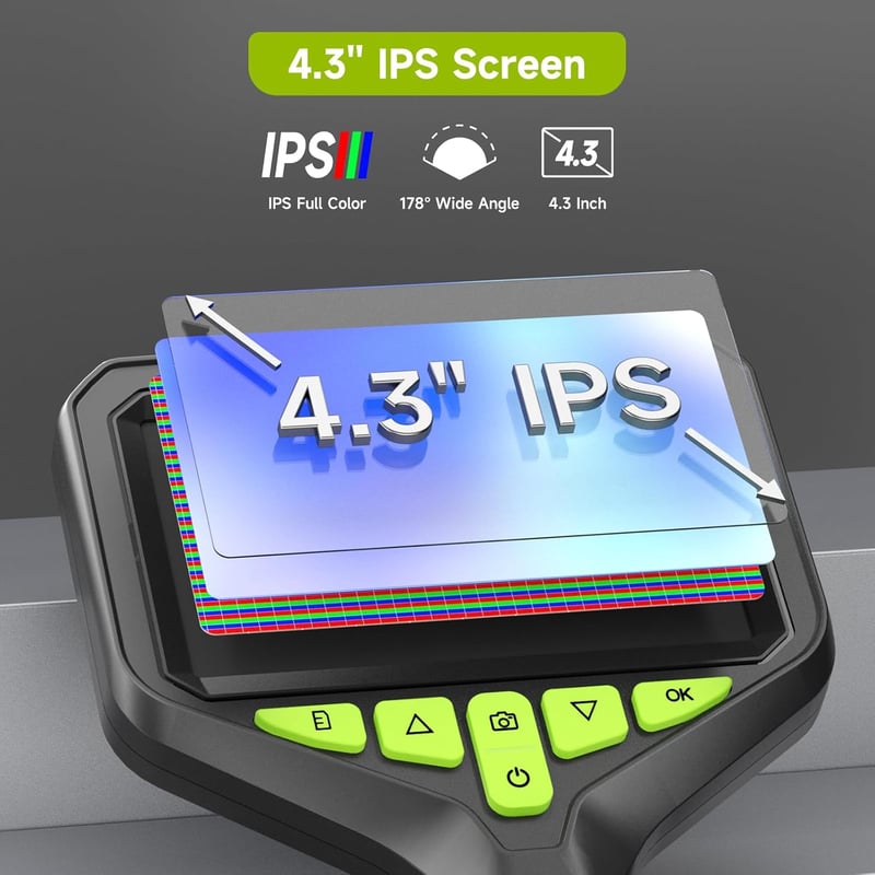 Zealtron Z34 Endoszkóp Kamera 4,3" IPS Kijelzővel, 10m Kábel, Tripla Lencse, 1080P HD Felbontás, IP68 Vízálló, Csőkamera Autófókusszal