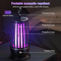 Zebbyee Elektromos Rovarirtó Lámpa 2000 mAh Akkumulátorral, UV Fényes Szúnyogcsapda Hálószobába, Kempingezéshez és Kertbe 3