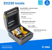 Zebra Technologies ZD230 4 hüvelykes asztali hőátíírásos címkenyomtató USB Wi-Fi Bluetooth logisztikához raktárhoz kereskedelemhez egészségü 3