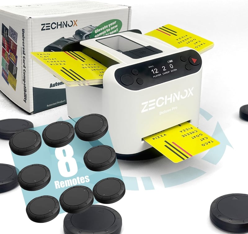 ZechnoX Automata Kártyakeverő 8 Távirányítóval, 360° Forgás, Csendes, Tölthető, 12 Játékosig