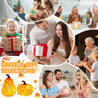 Zecnaud Set 2 Felinare Dovleac din Sticlă Decor de Toamnă Portocaliu Ornamente Halloween pentru Interior cu Lumină Albă Caldă Decor de Sărbătoare pentru Ziua Recunoștinței 4