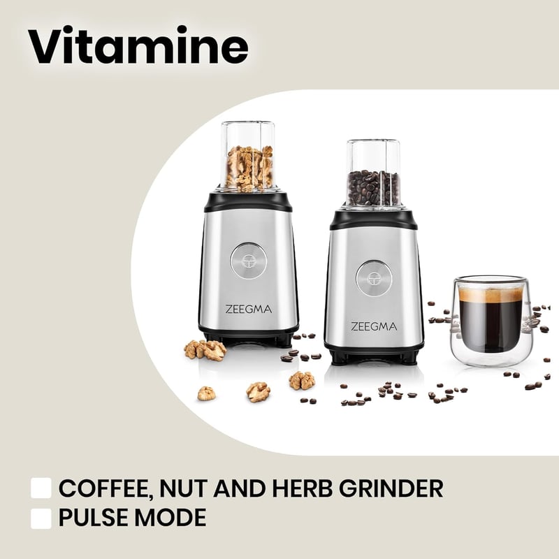 ZEEGMA 4az1-ben Multifunkciós Turmixgép 1050W Gyümölcscentrifuga Kávéőrlő Smoothie Készítő
