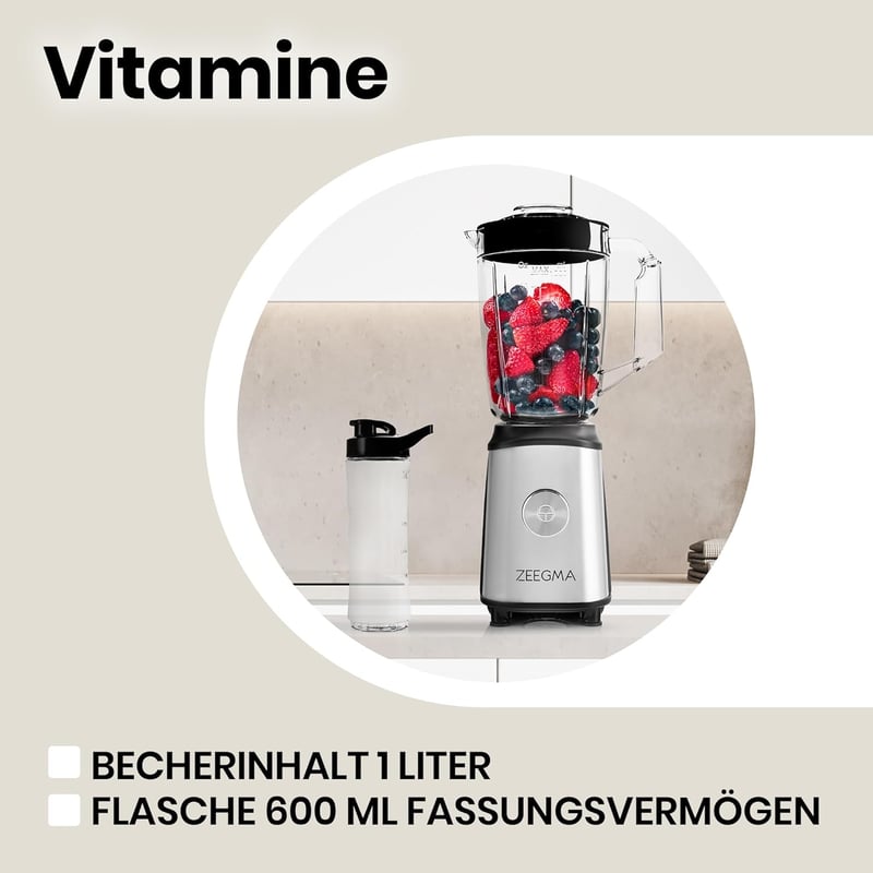 ZEEGMA 4az1-ben Multifunkciós Turmixgép 1050W Gyümölcscentrifuga Kávéőrlő Smoothie Készítő
