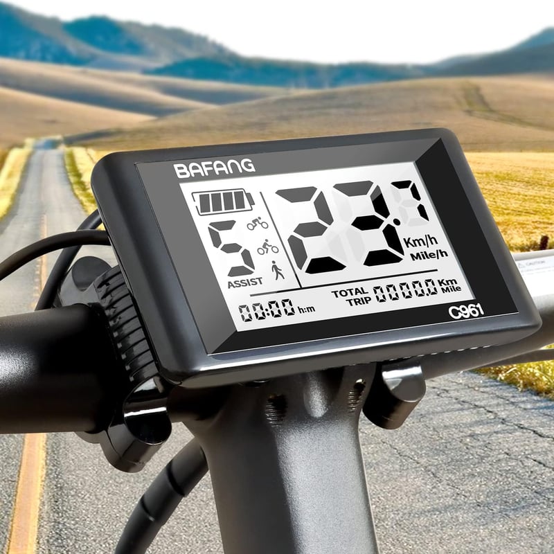 Zeekpowa C961 LCD Kijelző Bafang BBS01B BBS02B BBSHD Motorokhoz - 2,7" E-Bike Kerékpár Komputer 0-9 PAS UART Protokollal, Fekete