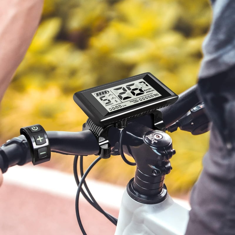 Zeekpowa C961 LCD Kijelző Bafang BBS01B BBS02B BBSHD Motorokhoz - 2,7" E-Bike Kerékpár Komputer 0-9 PAS UART Protokollal, Fekete