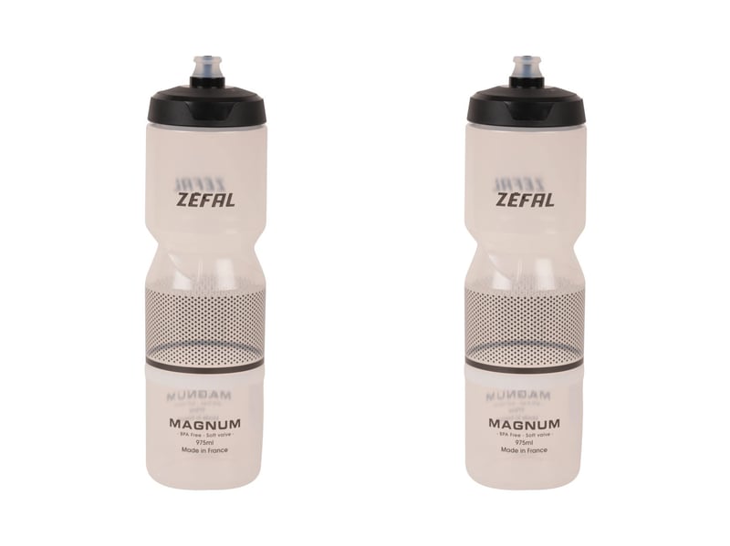 Cyklistická fľaša ZEFAL Magnum Pack 2 ks - 975 ml, BPA-free, opakovane použiteľná mäkká fľaša na vodu so skrutkovacím uzáverom - Čierna (priehľadná) - Vyrobené v EÚ