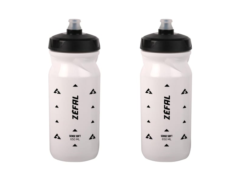 Súprava cyklistických fliaš Zefal Pack Sense Soft 65 – 2 x 650 ml, bez obsahu BPA, silikónový náustok, biele, pre MTB a cestné bicykle