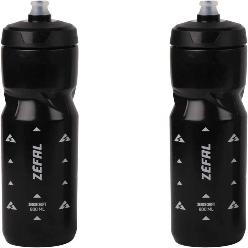 ZEFAL Pack Sense Soft 80 szett 2 db puha szagtalan kerékpáros kulacs fekete 2x800 ml BPA mentes szilikon szívócsővel hegyikerékpárhoz