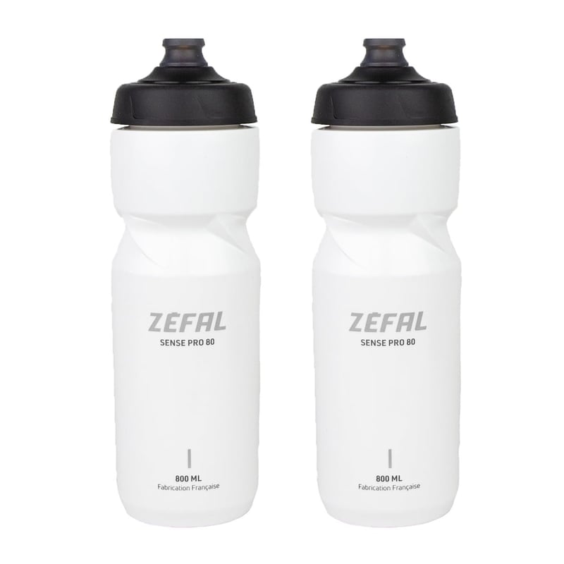 Cyklistická fľaša ZEFAL Sense Pro 80, 800 ml - sada 2 ks, biela, bez obsahu BPA, nepriepustná cyklistická fľaša na pitie