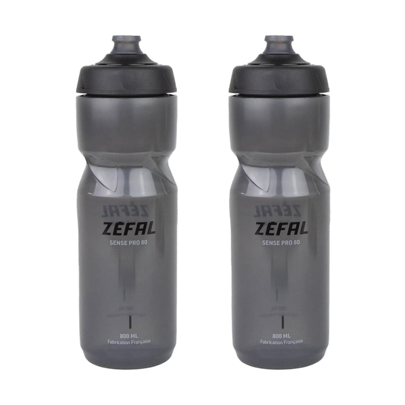 Cyklistická fľaša ZEFAL Sense Pro 80, 800 ml – súprava 2 kusov, nepriepustná fľaša na pitie, dymovo čierna, bez BPA