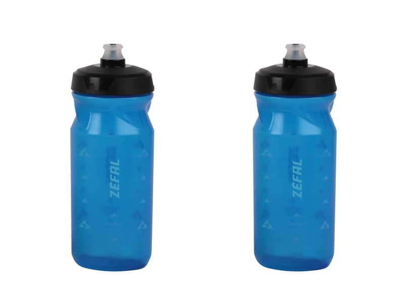 Set 2 Bidoane de Bicicletă ZEFAL Sense Soft 65 - Fără BPA - Moi și fără miros - Albastru Transparent, 2 x 650 ml