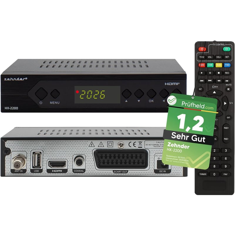 Receptor satelit digital Zehnder HX 2200 cu funcție de înregistrare, Full HD, HDMI