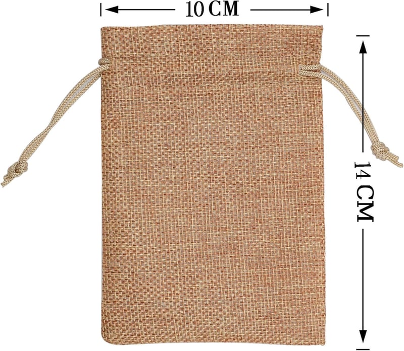 ZEIYKUJQ 30 db Juta Ajándéktáska 10x14 cm Húzózsinórral, Újrahasználható Zsákok Esküvőhöz Ékszertartó