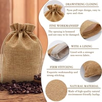 ZEIYKUJQ 30 db Juta Ajándéktáska 10x14 cm Húzózsinórral, Újrahasználható Zsákok Esküvőhöz Ékszertartó 3