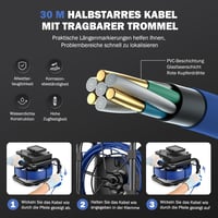 ZELCAN 4,3" Endoszkóp Kamera 1000TVL 30m Kábel 12 LED Vízálló Inspekciós Kamera DVR 4