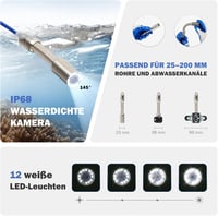 ZELCAN 4,3" Endoszkóp Kamera 1000TVL 30m Kábel 12 LED Vízálló Inspekciós Kamera DVR 3
