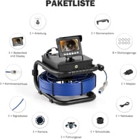 ZELCAN 4,3" Endoszkóp Kamera 1000TVL 30m Kábel 12 LED Vízálló Inspekciós Kamera DVR 8