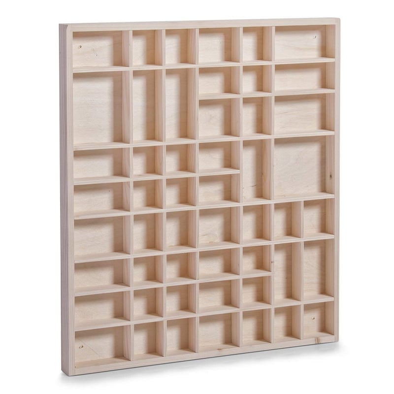 Zeller 12106 Setzkasten Miniatűr Polc Fenyőfa Vitrin Rekeszes Tároló 52x3,5x46 cm Barna