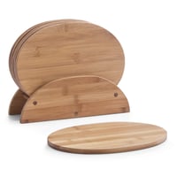 Zeller 25266 set od 7 dasaka za rezanje s stalkom, ovalni, bambus, 24x7x19,5 cm, prirodna boja 1