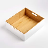 Cutie de depozitare din bambus Zeller Present, albă – 30 x 27 x 10,5 cm, coș organizator pentru casă 5
