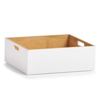 Cutie de depozitare din bambus Zeller Present, albă – 30 x 27 x 10,5 cm, coș organizator pentru casă 1