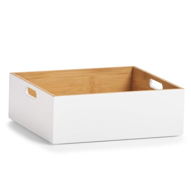 Cutie de depozitare din bambus Zeller Present, albă – 30 x 27 x 10,5 cm, coș organizator pentru casă
