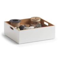 Cutie de depozitare din bambus Zeller Present, albă – 30 x 27 x 10,5 cm, coș organizator pentru casă 3