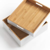 Cutie de depozitare din bambus Zeller Present, albă – 30 x 27 x 10,5 cm, coș organizator pentru casă 4
