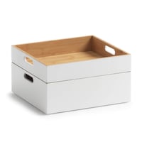Cutie de depozitare din bambus Zeller Present, albă – 30 x 27 x 10,5 cm, coș organizator pentru casă 6