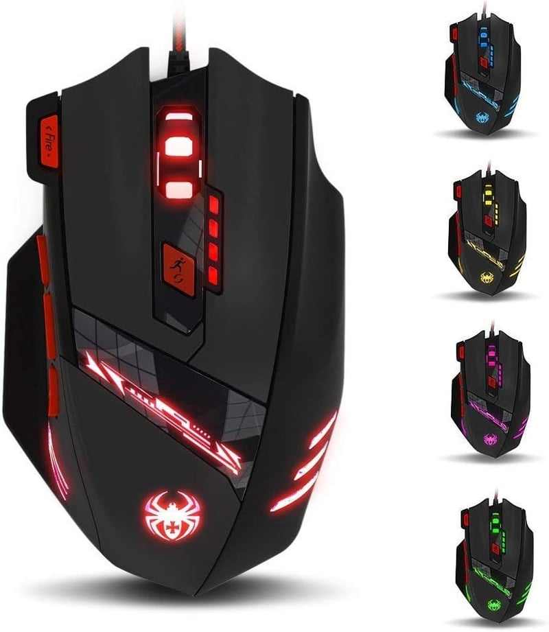 Zelotes T90 Gaming Egér 9200 DPI 8 Gomb LED Világítás Profi Gamer - black