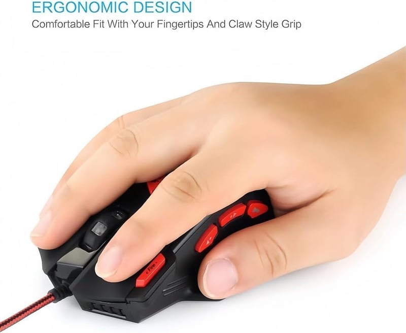 Zelotes T90 Gaming Egér 9200 DPI 8 Gomb LED Világítás Profi Gamer - black
