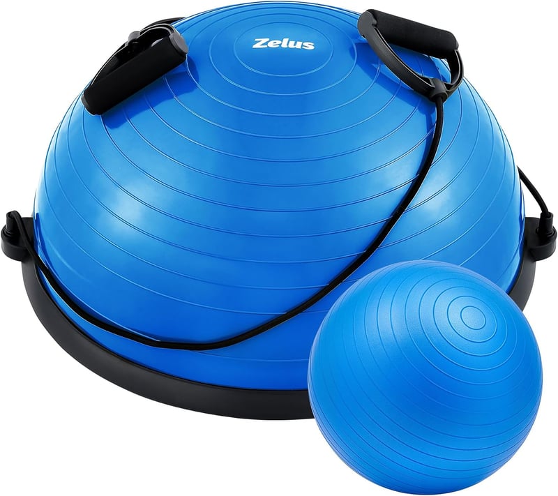 ZELUS 23 inch félgömb egyensúlyozó labda 330kg terhelhetőség ellenállásgumikkal