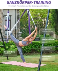ZELUS Aerial Jóga Függőágy Szett - Lila-Fehér Nyújtó Heveder Pilateshez, Rehabilitációhoz, Gimnasztikához, Spárgához - Nylon Anyagból 7