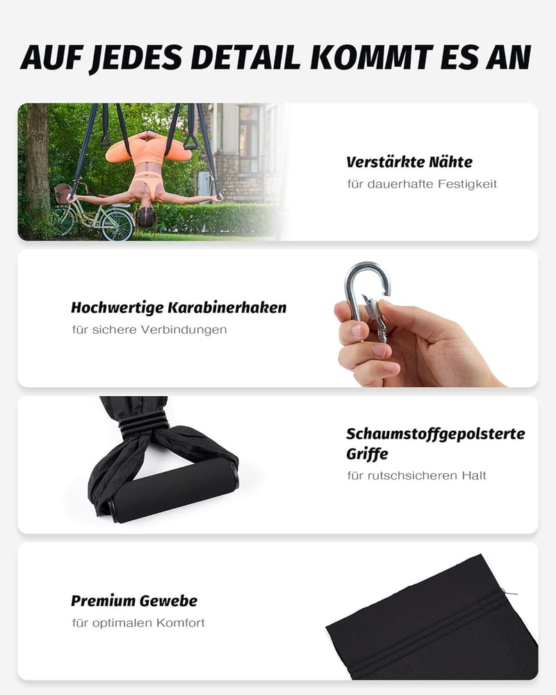 ZELUS Aerial Jóga Függőágy Szett - Nyújtó Heveder Rehabilitációhoz, Pilateshez, Baletthez - Rugalmas Stretching Pánt Spárgához és Gimnasztik