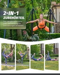 ZELUS Aerial Jóga Függőágy Szett - Nyújtó Heveder Rehabilitációhoz, Pilateshez, Baletthez - Rugalmas Stretching Pánt Spárgához és Gimnasztik 6