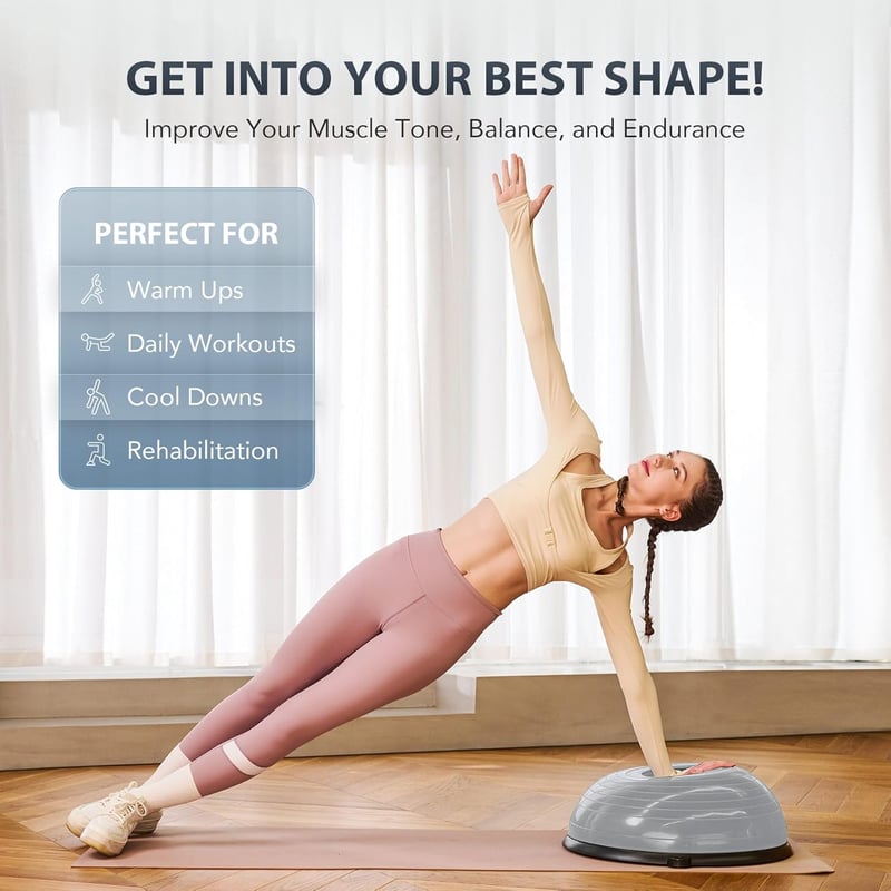 ZELUS Balance Ball Trainer csúszásmentes félgömb ellenállásos szalagokkal