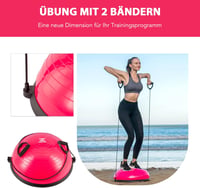 ZELUS Félgömb Egyensúlyozó Labda Rózsaszín - Csúszásgátló Edzőlabda Ellenálló Gumiszalagokkal Jóga, Fitness és Core Tréninghez 4