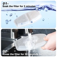 Pachet de filtre pentru fântâna de apă pentru pisici Zemiu, 16 bucăți - 8 filtre cu cărbune și 8 bureți, filtrare triplă, suficient pentru 4-7 luni, fără plastic 5
